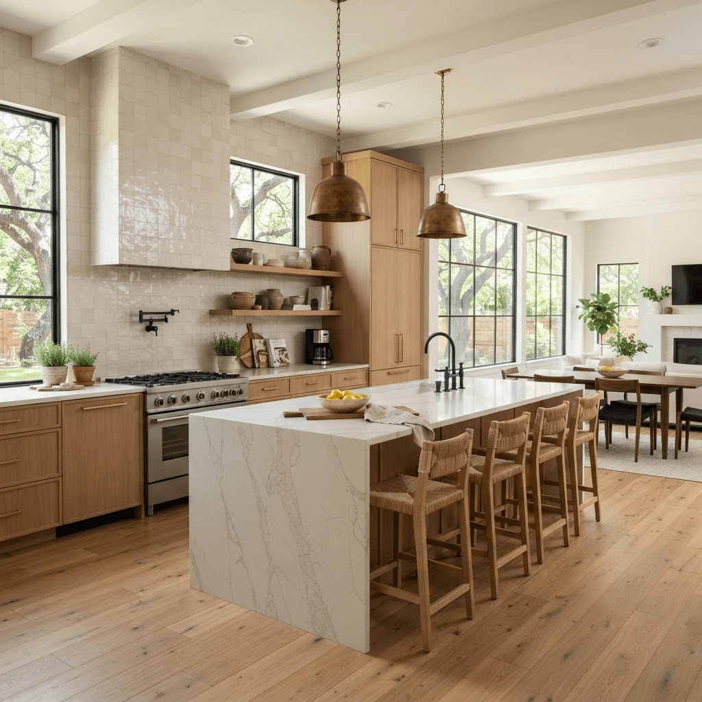 Remodeled Austin kitchen with an island and new cabinetry