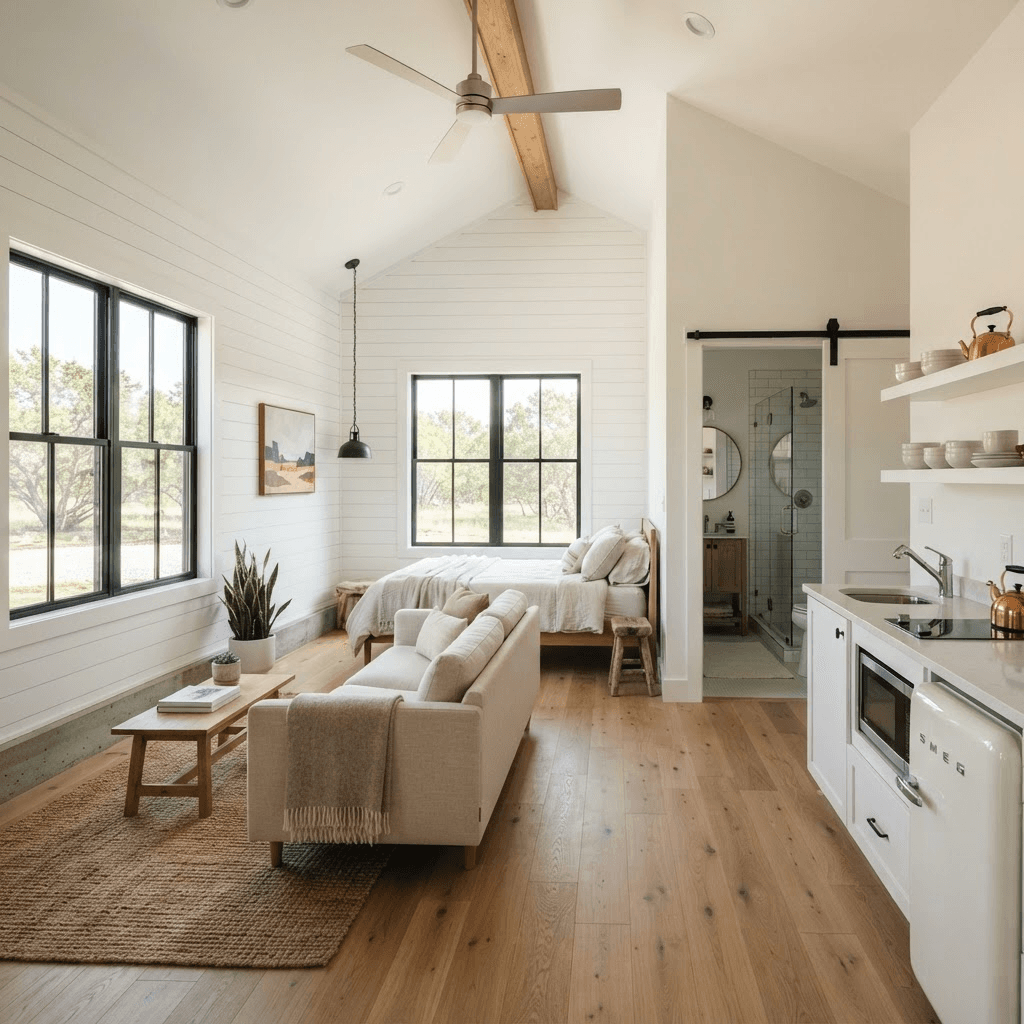 Converted garage living space with kitchenette in a Central Texas home — Cedar Park, TX